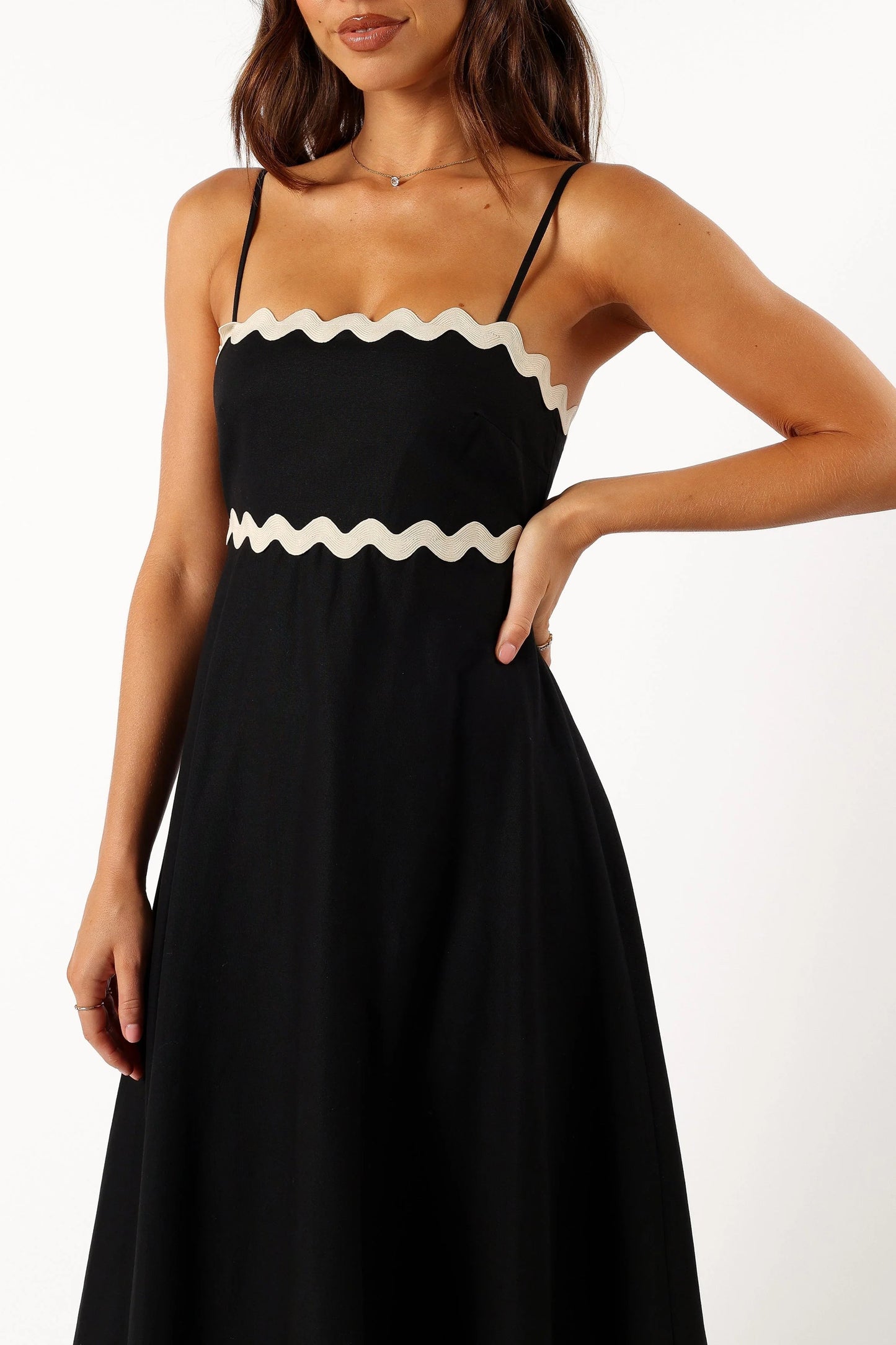 Shirred-Back Straight-Neck Maxi Dress