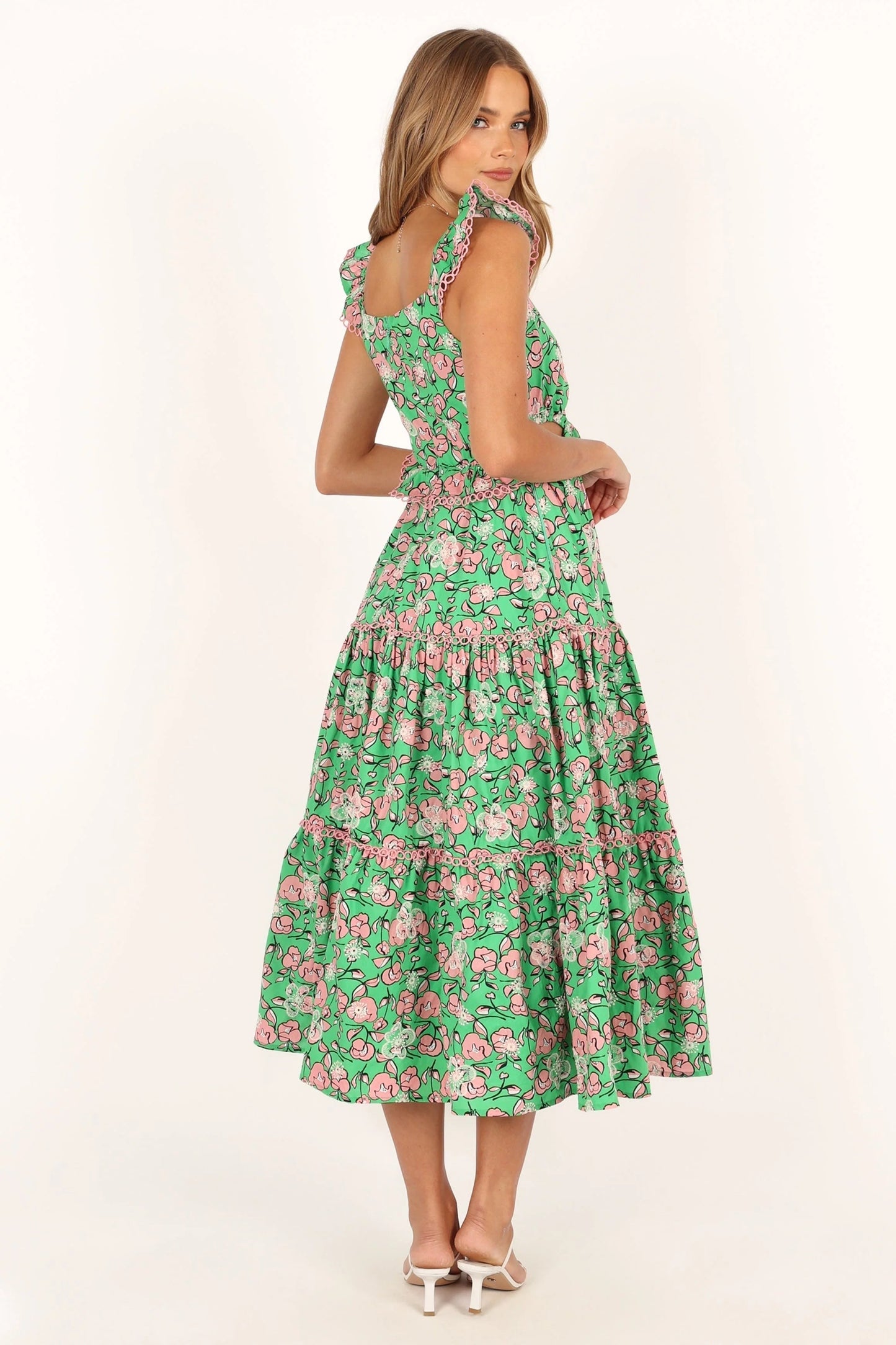 Square-Neck Ruffle Midi