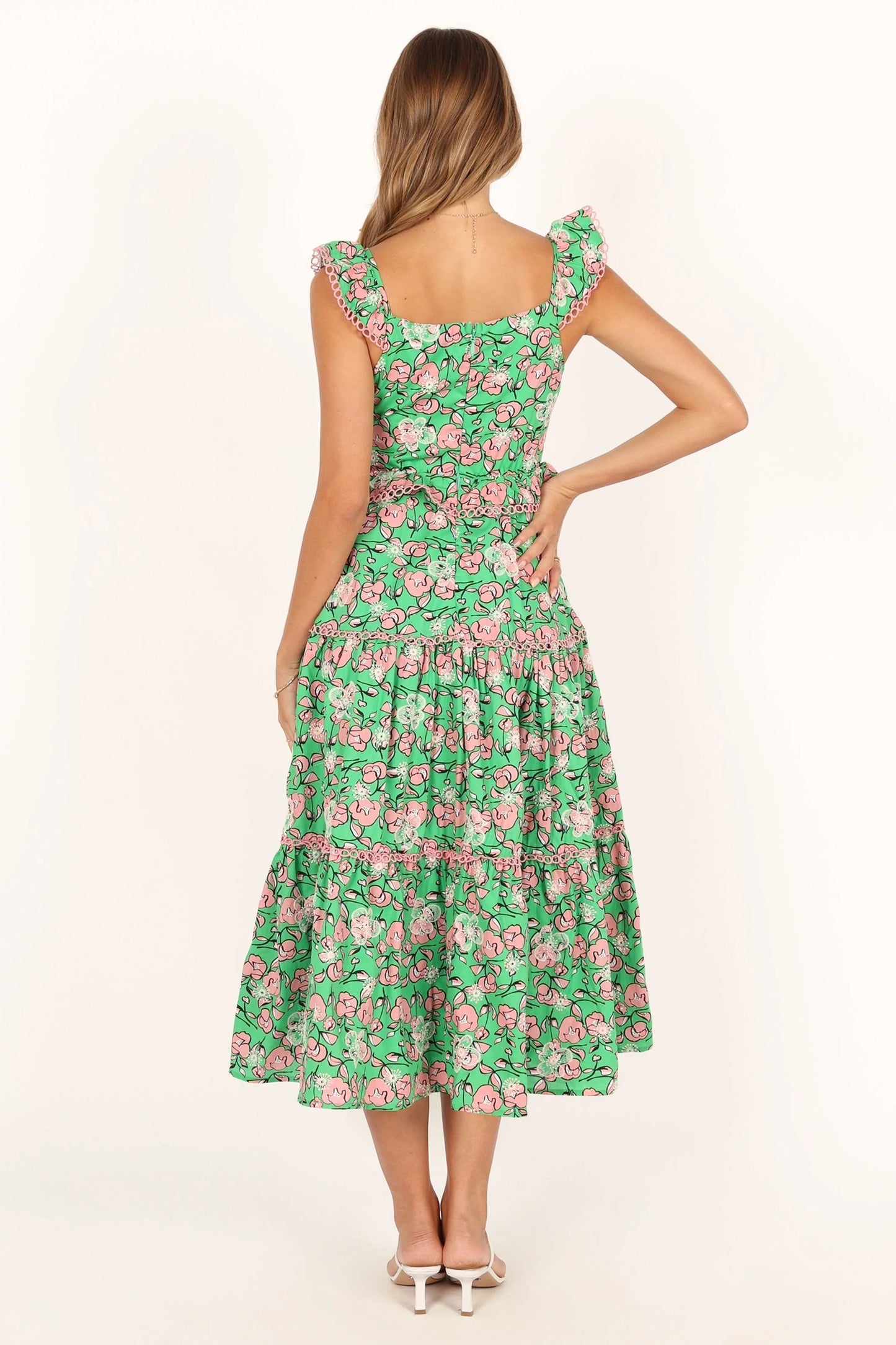 Square-Neck Ruffle Midi