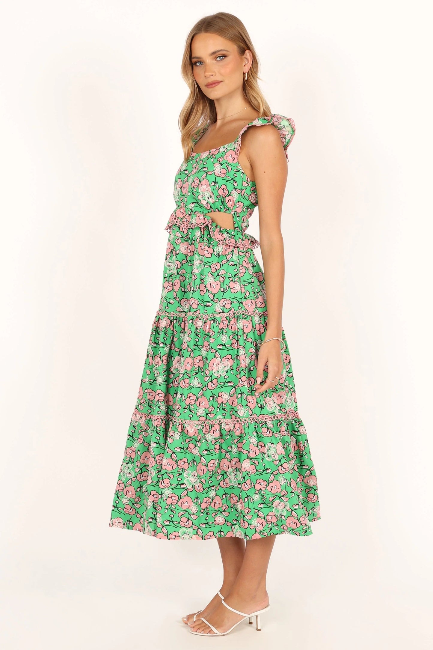 Square-Neck Ruffle Midi