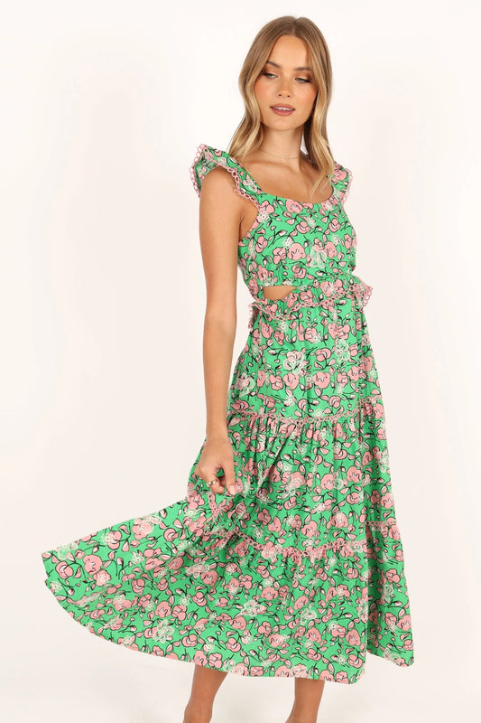 Square-Neck Ruffle Midi