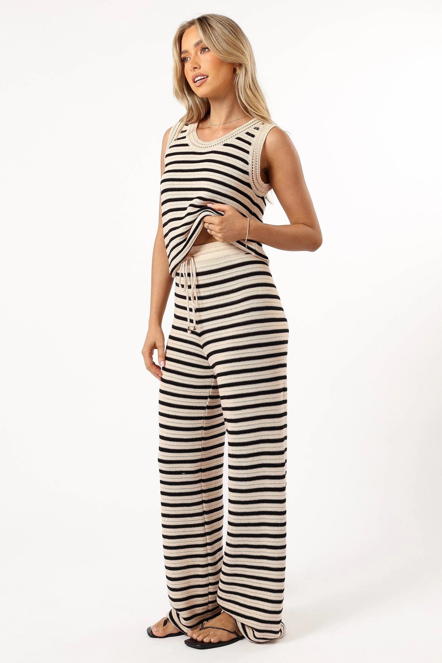 Striped Wide-Leg Knit Pants
