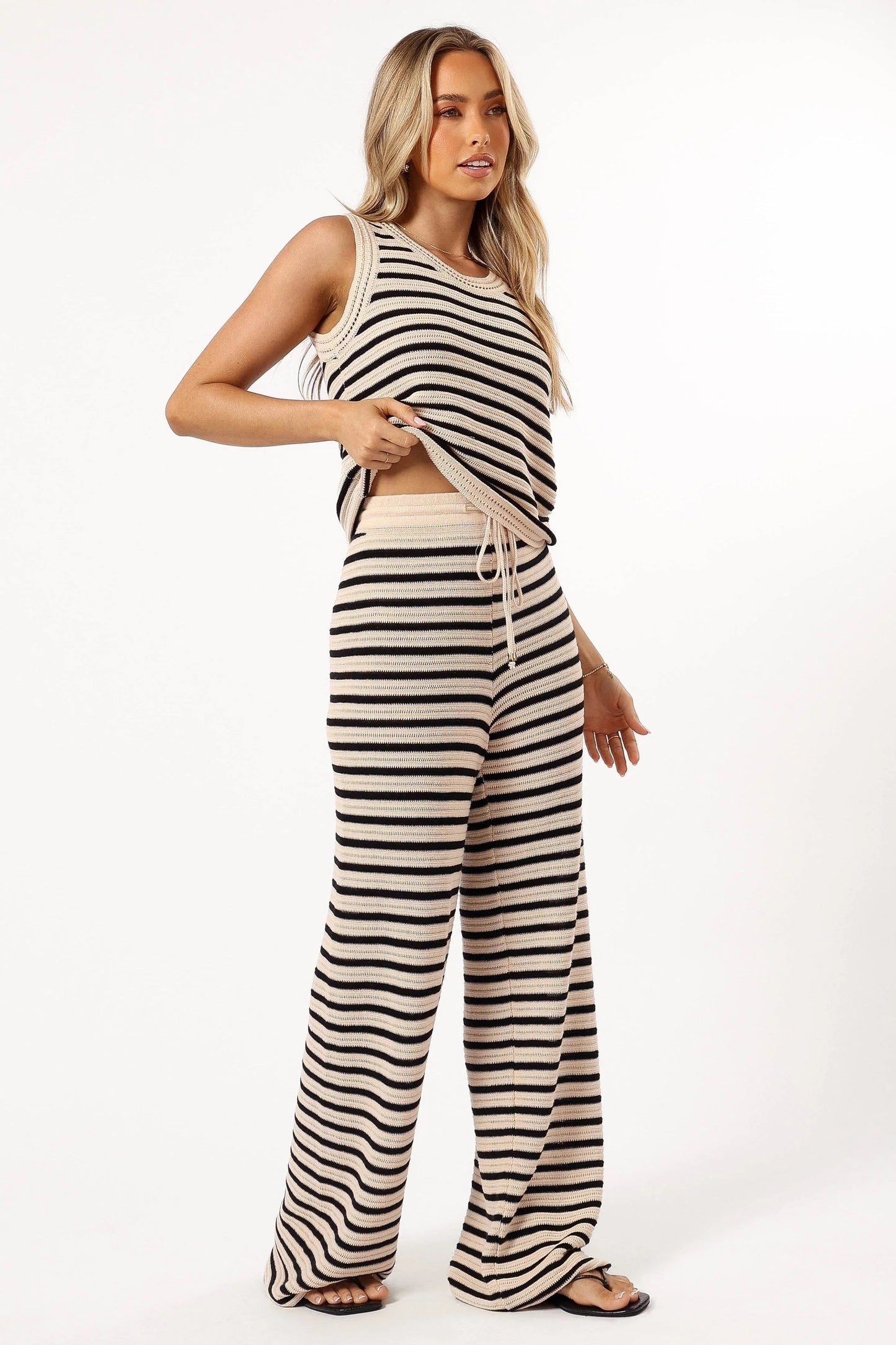 Striped Wide-Leg Knit Pants