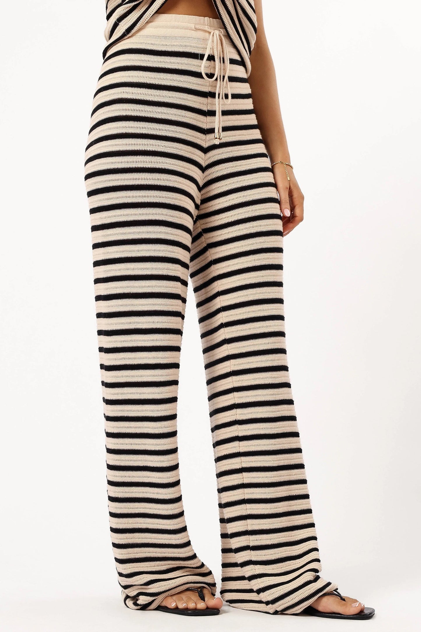 Striped Wide-Leg Knit Pants
